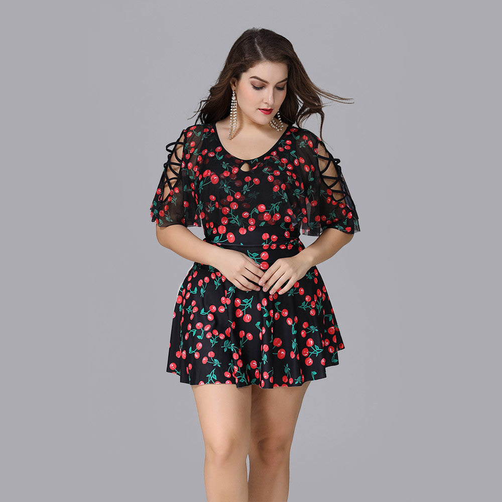 Women's Oversized Skirt Print One Piece Swimsuit