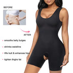 Plus Size Sleeveless Camisole Shapewear Bodysuit, Tummy Control Butt Lifting Breast Support Open Crotch Seamless Sculpting Body Shaper For Women