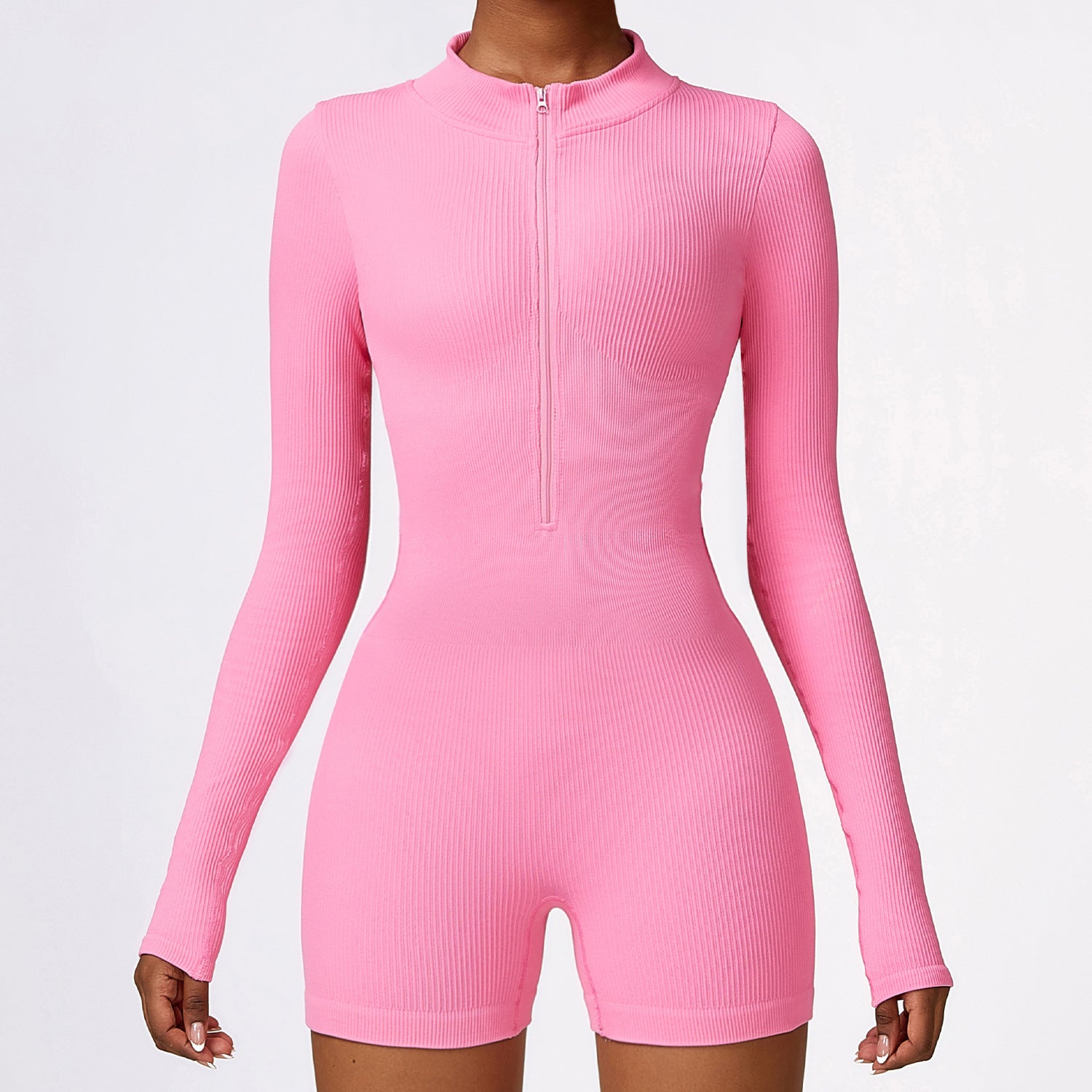 Women's Elastic Zipper Tight Jumpsuit