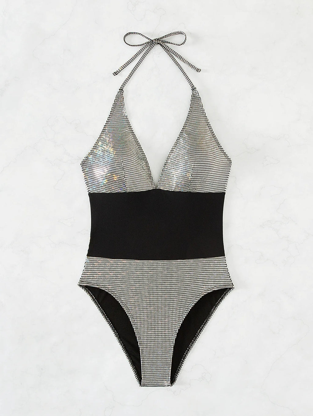 Silver Shiny Sexy One Piece Swimsuit