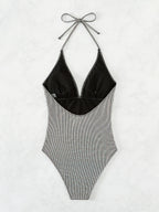 Silver Shiny Sexy One Piece Swimsuit