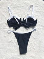 Low Waist Bikini Stitching Split Women's Swimsuit