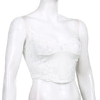 Bowknot Lace Petals V-Neck Hollow Mesh Base