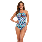 Printed Suspenders One Piece Swimsuit Women