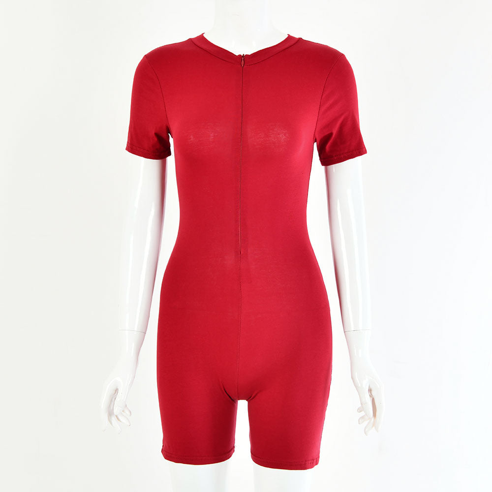 Round neck short sleeve jumpsuit