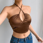 Sexy U-Neck Halterneck Satin Slim-Fit Base Vest