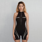 Women's sexy sleeveless high neck printed sports jumpsuit
