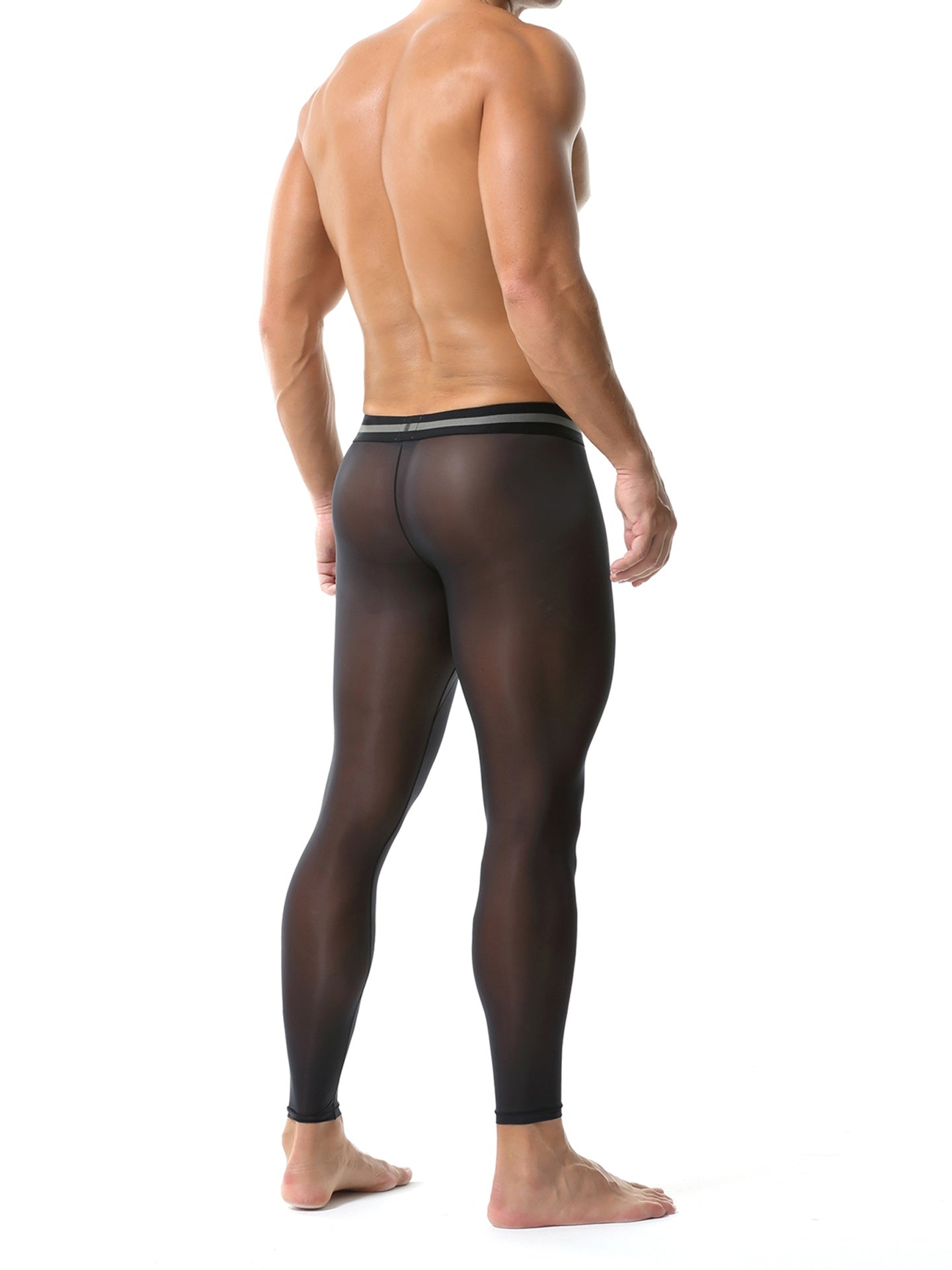 Men's Base Layer Pants Ultra-thin Smooth Transparent Fitness Leggings