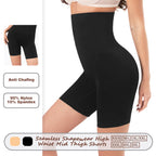 Women's Seamless High Waisted Shapewear Boyshorts - Tummy Control & Butt Lifter Panties, No-Roll Flat Leg Shaping Briefs For Under Dresses & Yoga Pants