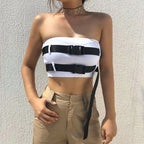 Tube top new word shoulder sexy bag buckle wrapped chest nightclub base coat