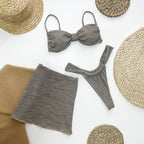 Women's Simple Casual Striped Split Swimsuit