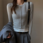 Round Neck False Two Pieces Inner Wear Women's Outer Wear High-grade Top
