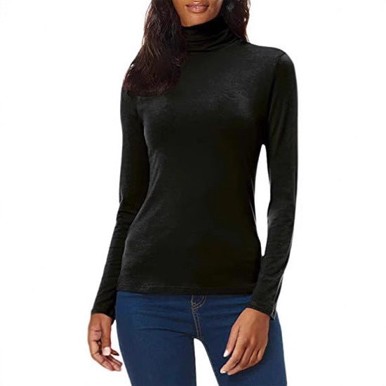 Solid Color High-neck Long-sleeved Base Layer