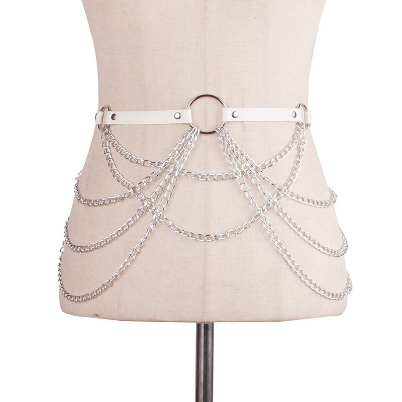 Multi-layer Cross Hollow Tassel Waist Chain