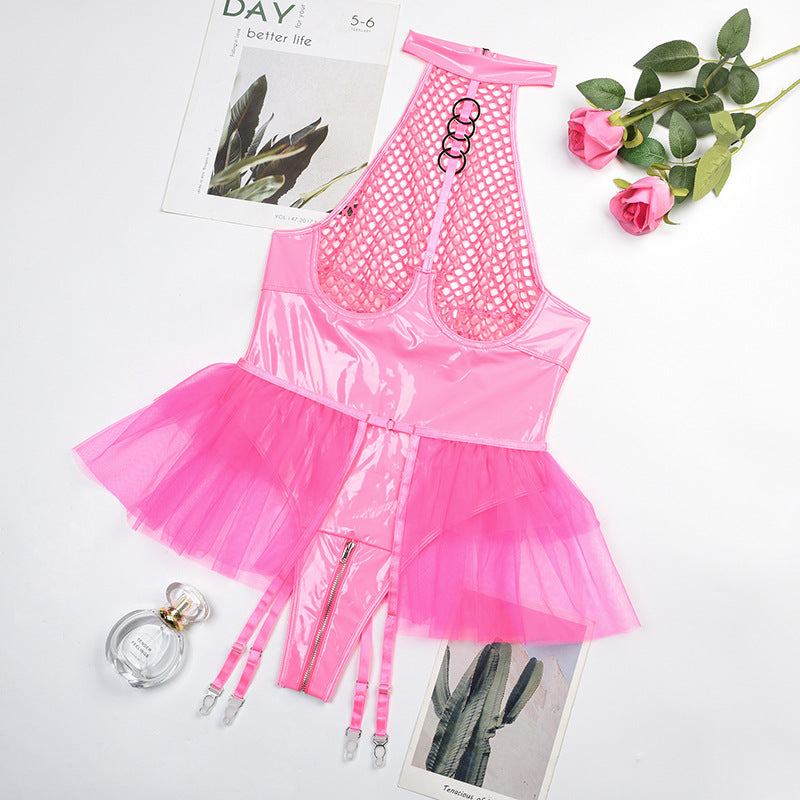 Mesh Joint Halter Jumpsuit