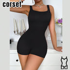 Women's Wide Strap Body Shaper Bodysuit - Tummy Control & Butt Lifter Shapewear With Push-Up Bust Support, Waist Cincher Corset For Postpartum Recovery & Firming