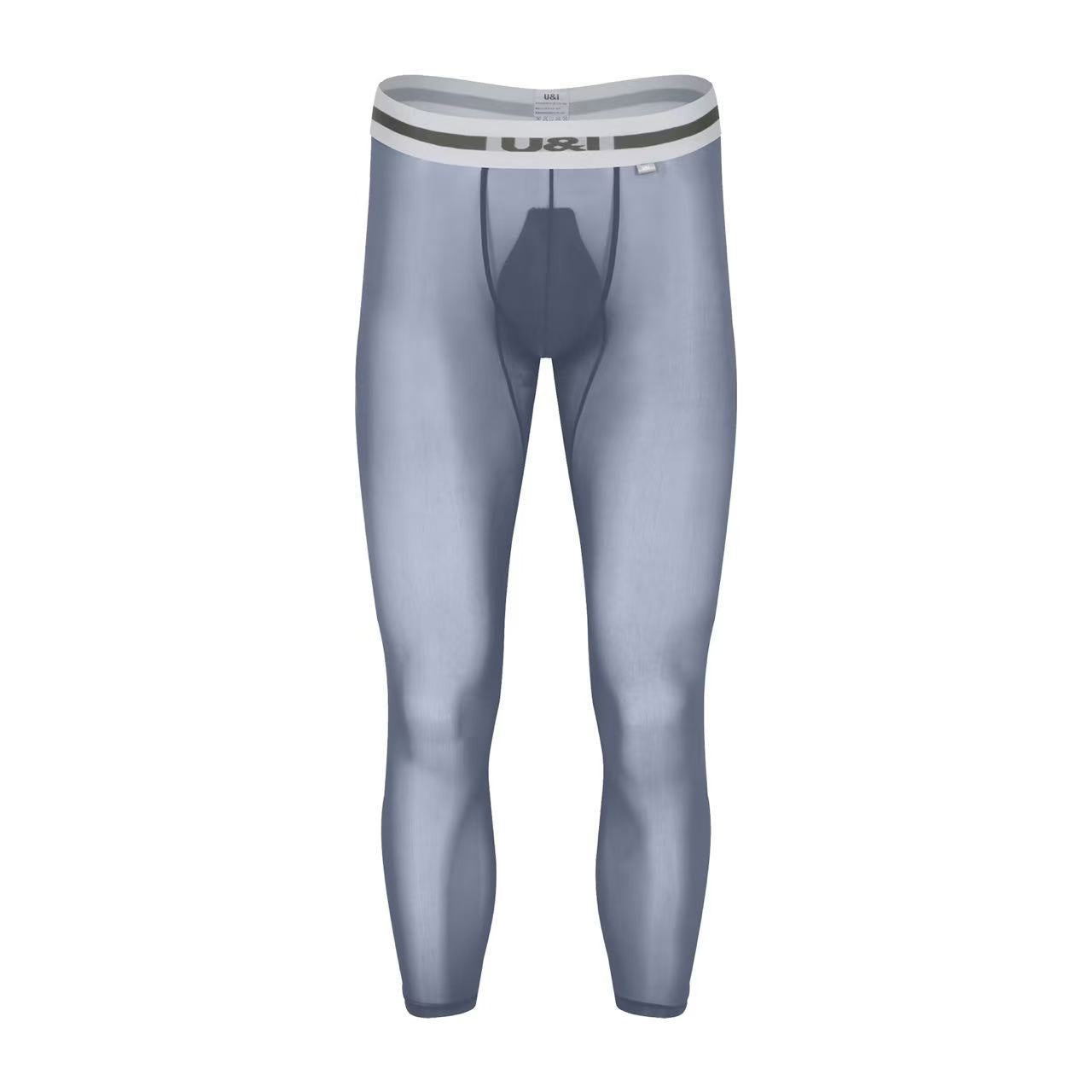 Men's Base Layer Pants Ultra-thin Smooth Transparent Fitness Leggings