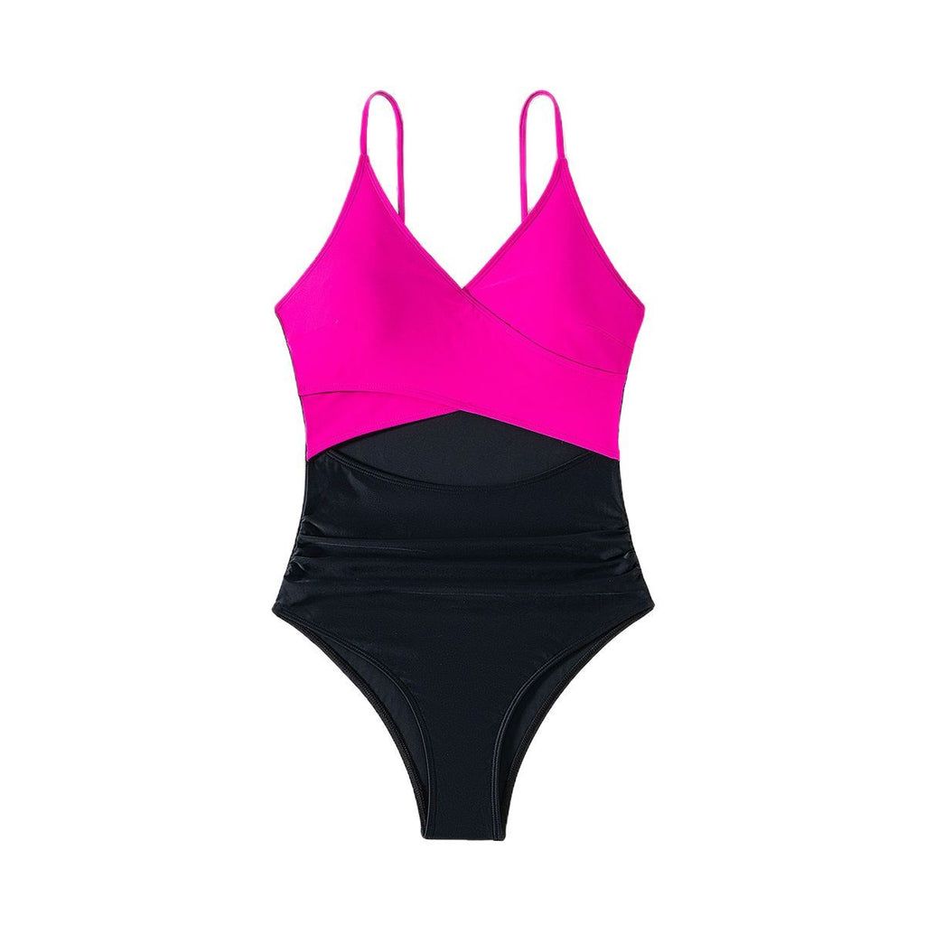 Color-block One-piece Womens Swimsuit