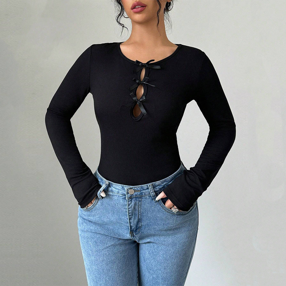 Simple Slim-fit Crew-neck T-shirt For Fallwinterversatile And Perfect As A Base Layer