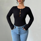Simple Slim-fit Crew-neck T-shirt For Fallwinterversatile And Perfect As A Base Layer