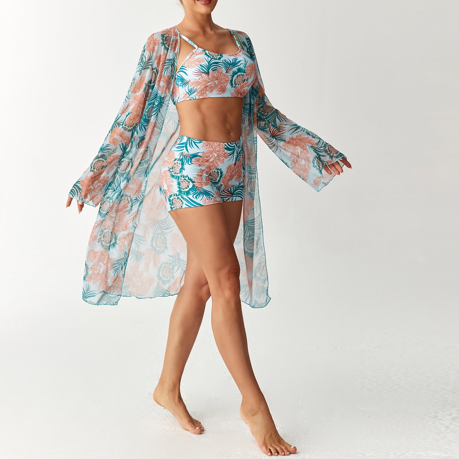 Swimsuit Long Sleeve Blouse Split Three-piece Set