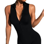 Zipper Short Sleeve Yoga Jumpsuit Women's Outdoor Sports Jumpsuit