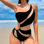 Women's Fashion Simple Mesh Splice One Piece Swimsuit