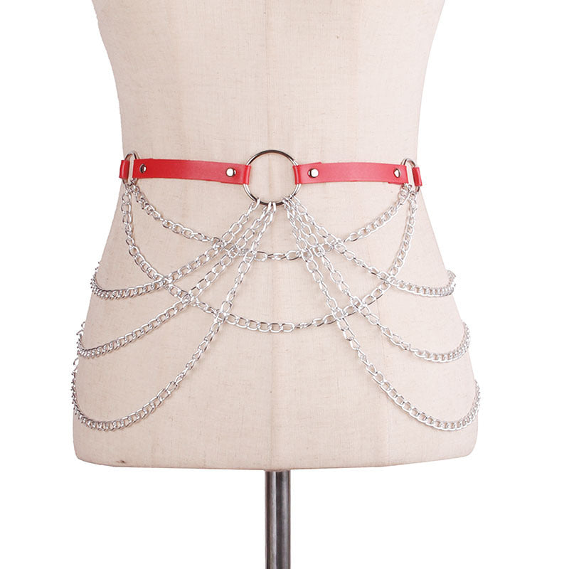 Multi-layer Cross Hollow Tassel Waist Chain