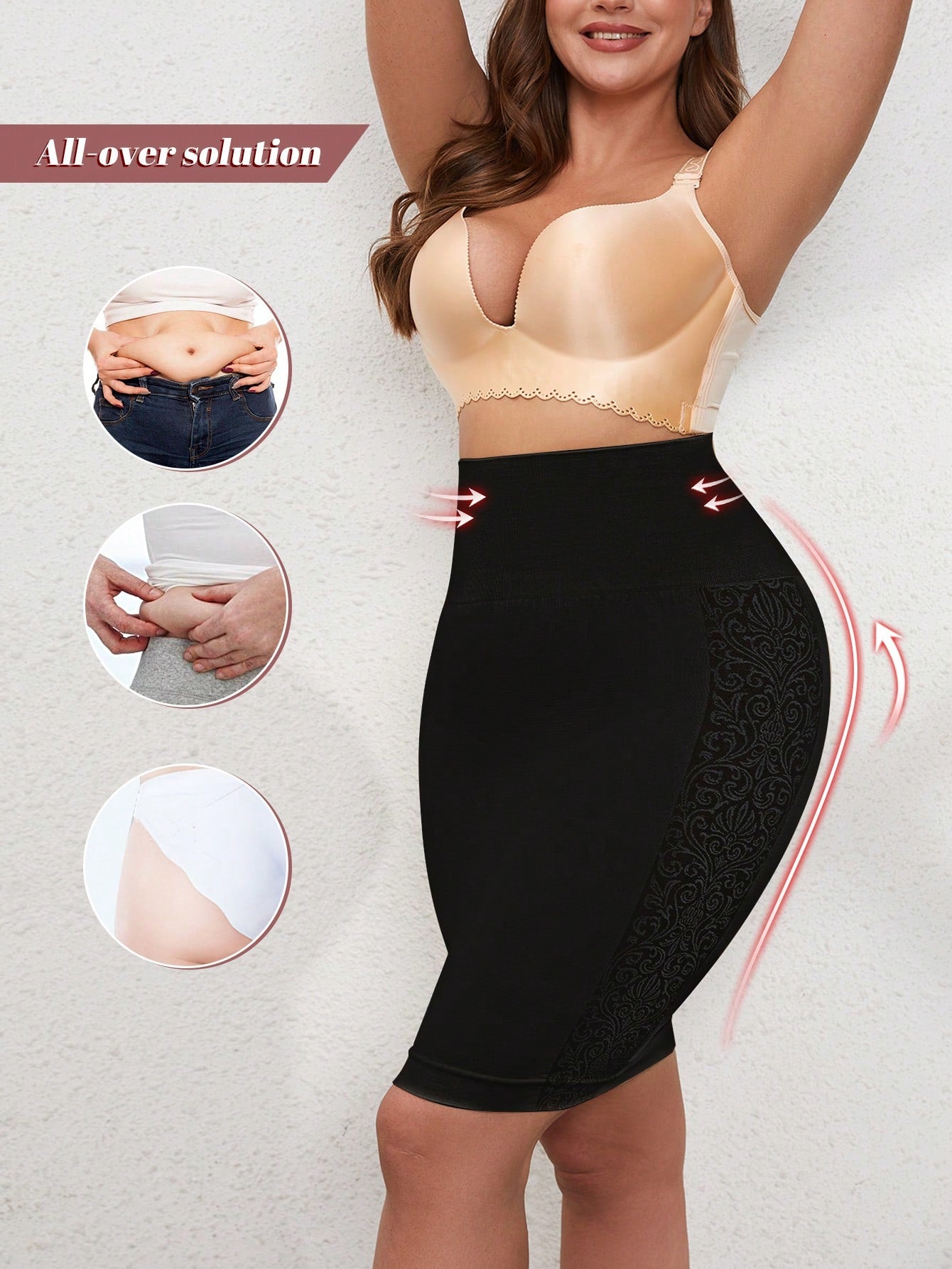 Women's Firm Control High-Waisted Shapewear Skirt - Butt Lifter & Thigh Slimmer Bodysuit