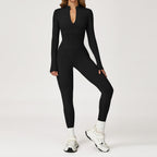 Jumpsuit Stand Collar Zipper Thermal Long Sleeve