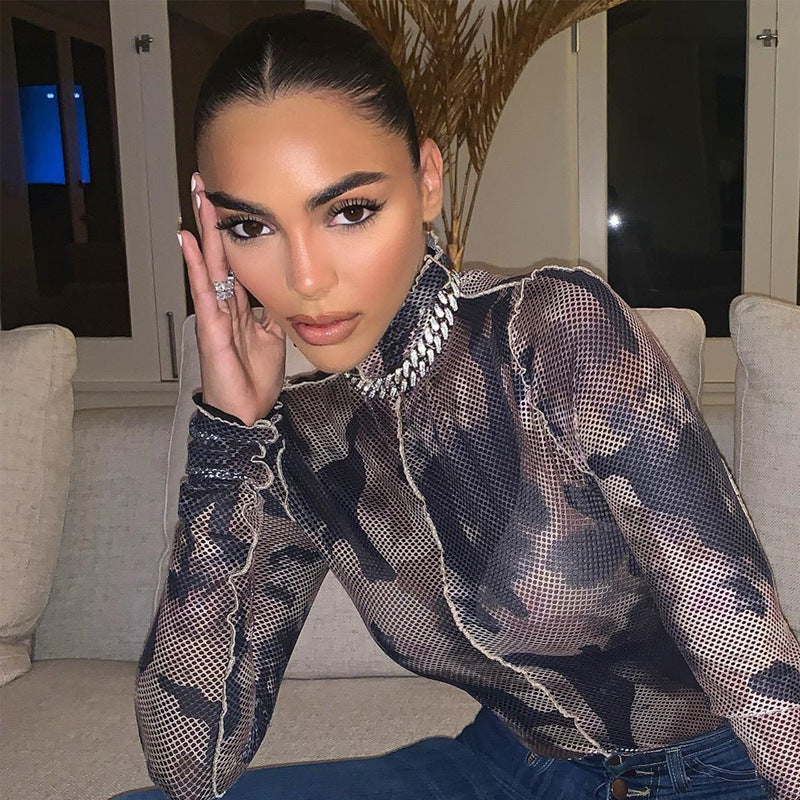 Camouflage long sleeve jumpsuit