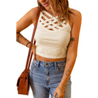 European And American Short Solid Color Camisole Vest Women's Inner And Outer Top