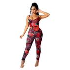 Women's Mesh Printed Jumpsuit Trousers