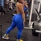 Halter Bare Back Yoga Jumpsuit Pleated Pocket Peach Hip Tight Sports Fitness Jumpsuit For Women