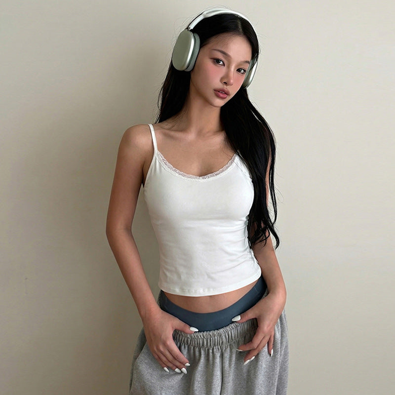 Inner-wear Or Outer-wear Slimming Lace-trimmed Camisole