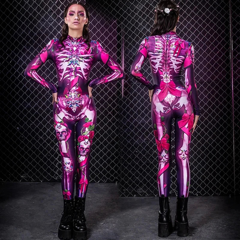 Halloween Women's Printed Skull Jumpsuit