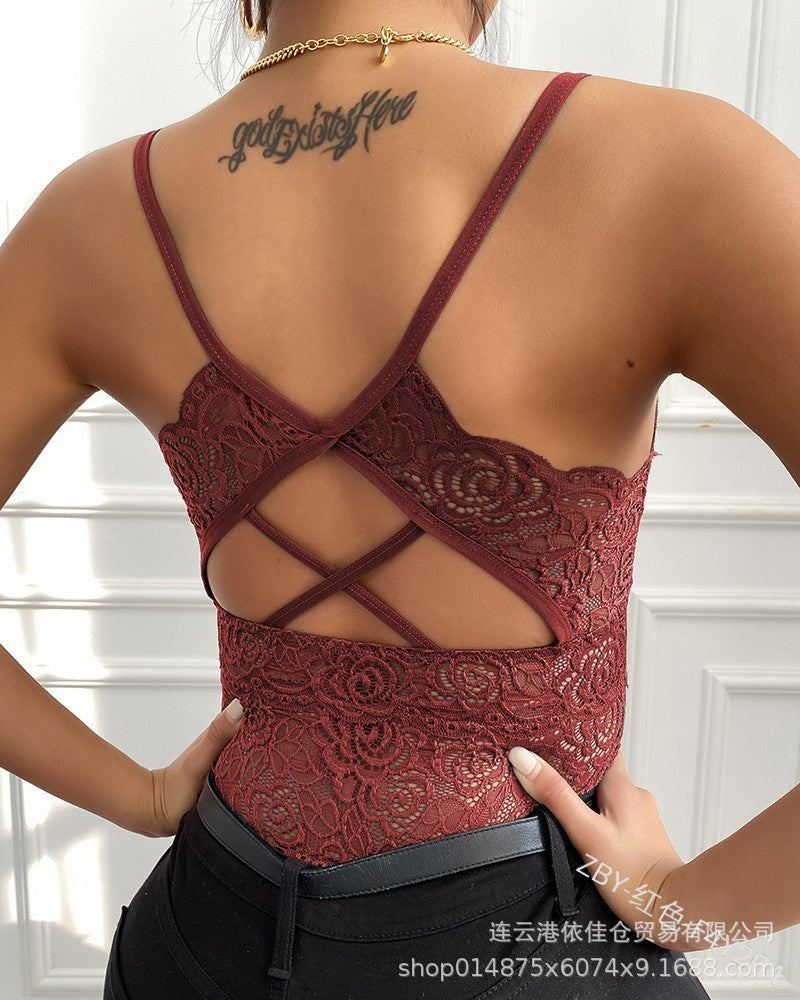 Lace Plus Size Spaghetti Straps Outerwear Vest Women's Slim Fit Inner Wear Bottoming Shirt
