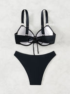 Women's Fashion Pure Color Bikini Split Swimsuit