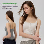 Bra With Cups Suspender Camisole Lace Trim Buttoned Slim-Fit Figure-Hugging InnerOuter Layer Base Top