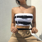 Tube top new word shoulder sexy bag buckle wrapped chest nightclub base coat