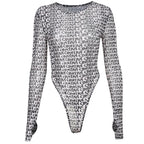 Micro Transparent Long Sleeve Skinny Inner Match Women's Printed