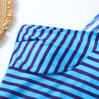 One Piece Swimsuit Striped Multicolor Ragged Back