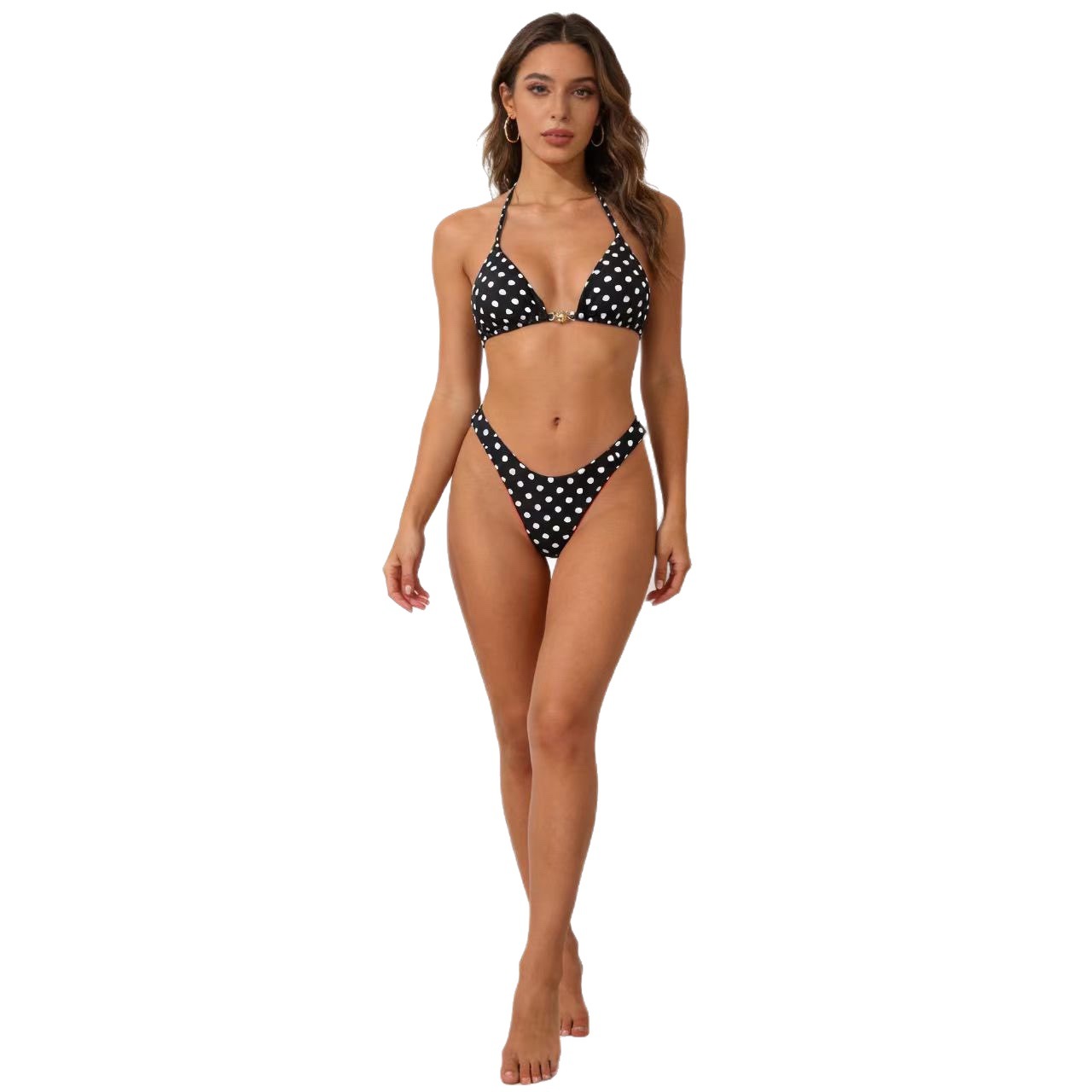 Leopard-print Triangle Bikini Womens Two-piece Swimsuit