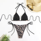 Zebra Print Bikini Triangle Bag Split Swimsuit