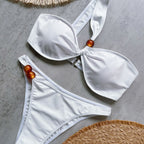 Pure Color Bikini Backless Split Swimsuit