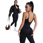 Thread Sleeveless Jumpsuit Female Backless Hip Lifting