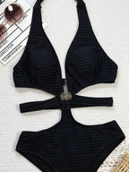 Women's Solid Color Triangle One-piece Swimsuit