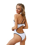 Nylon edging colorblock one-piece swimsuit