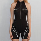 Women's sexy sleeveless high neck printed sports jumpsuit