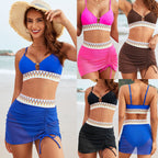 Two-piece Mesh Skirt-style Swimsuit With Webbing